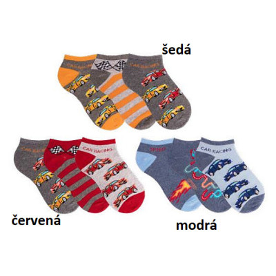Chlapčenské ponožky Car racing - 3 páry